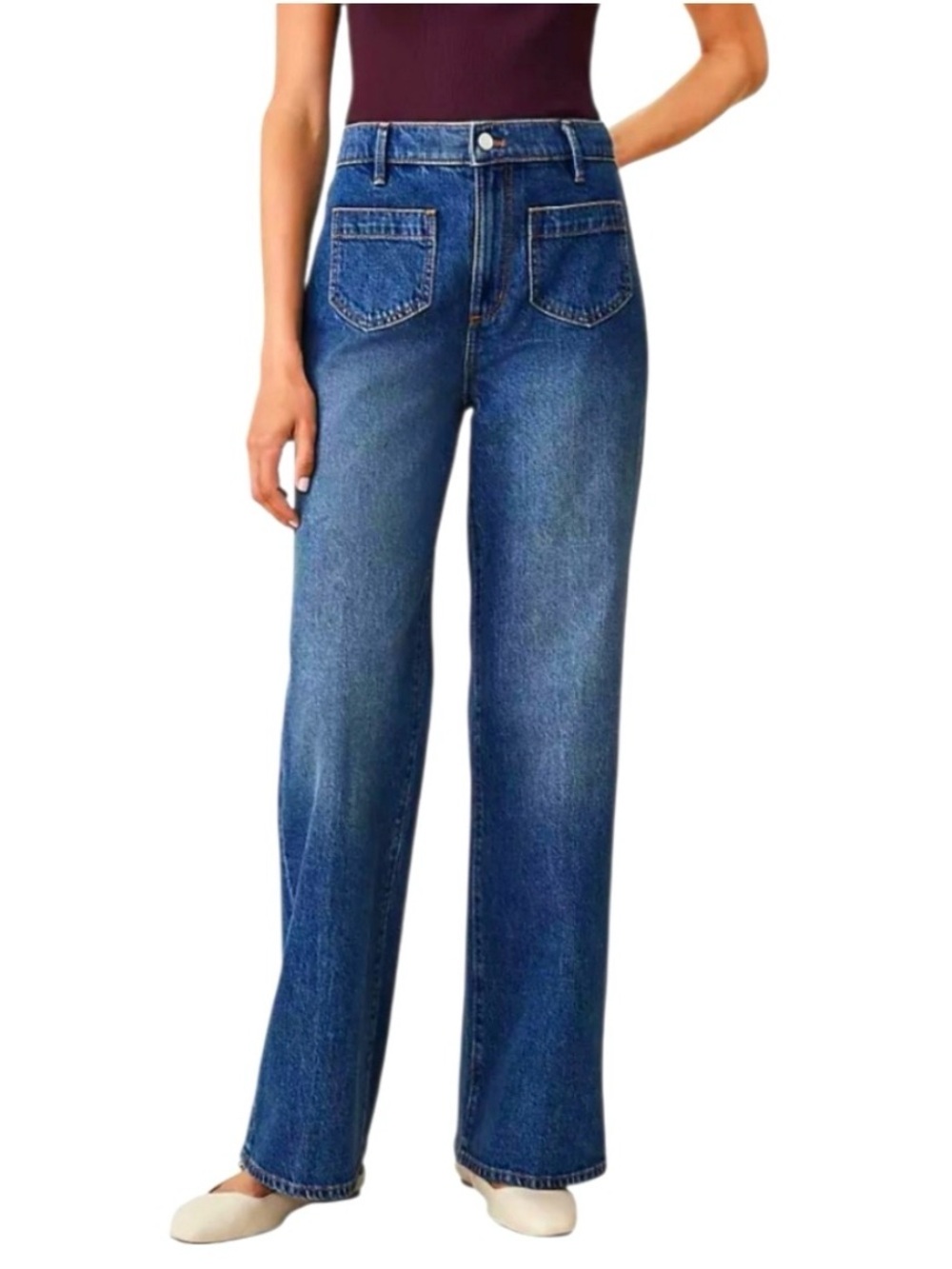 Ann Taylor High Rise Patch Pocket Flare Jean